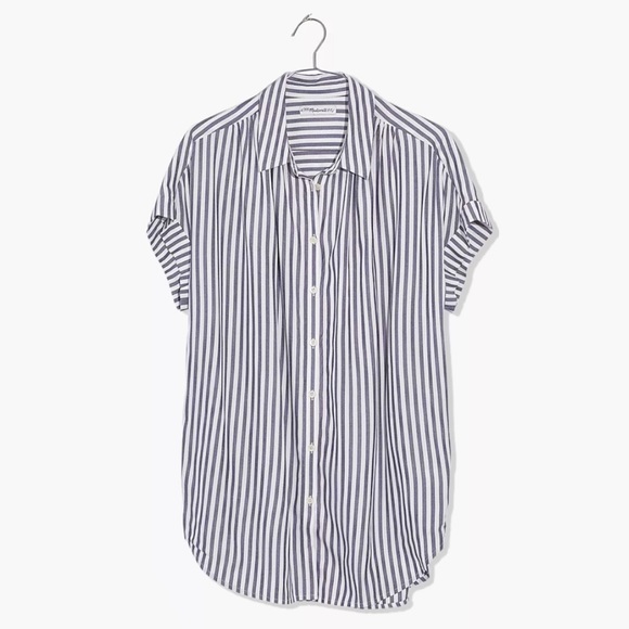 Madewell Tops - Madewell Blue and White Central Shirt in Pompano Stripe XL